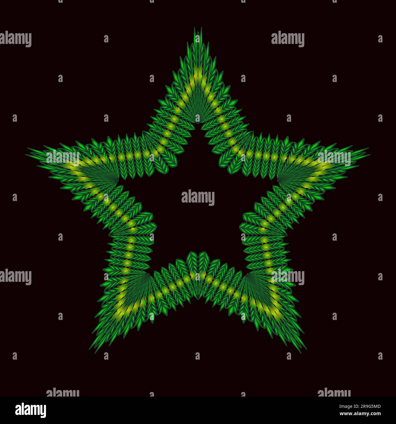 Cadre en tricot or et vert ornement Noël et nouvel an design élément espace copie illustration vectorielle isolée sur fond noir Illustration de Vecteur