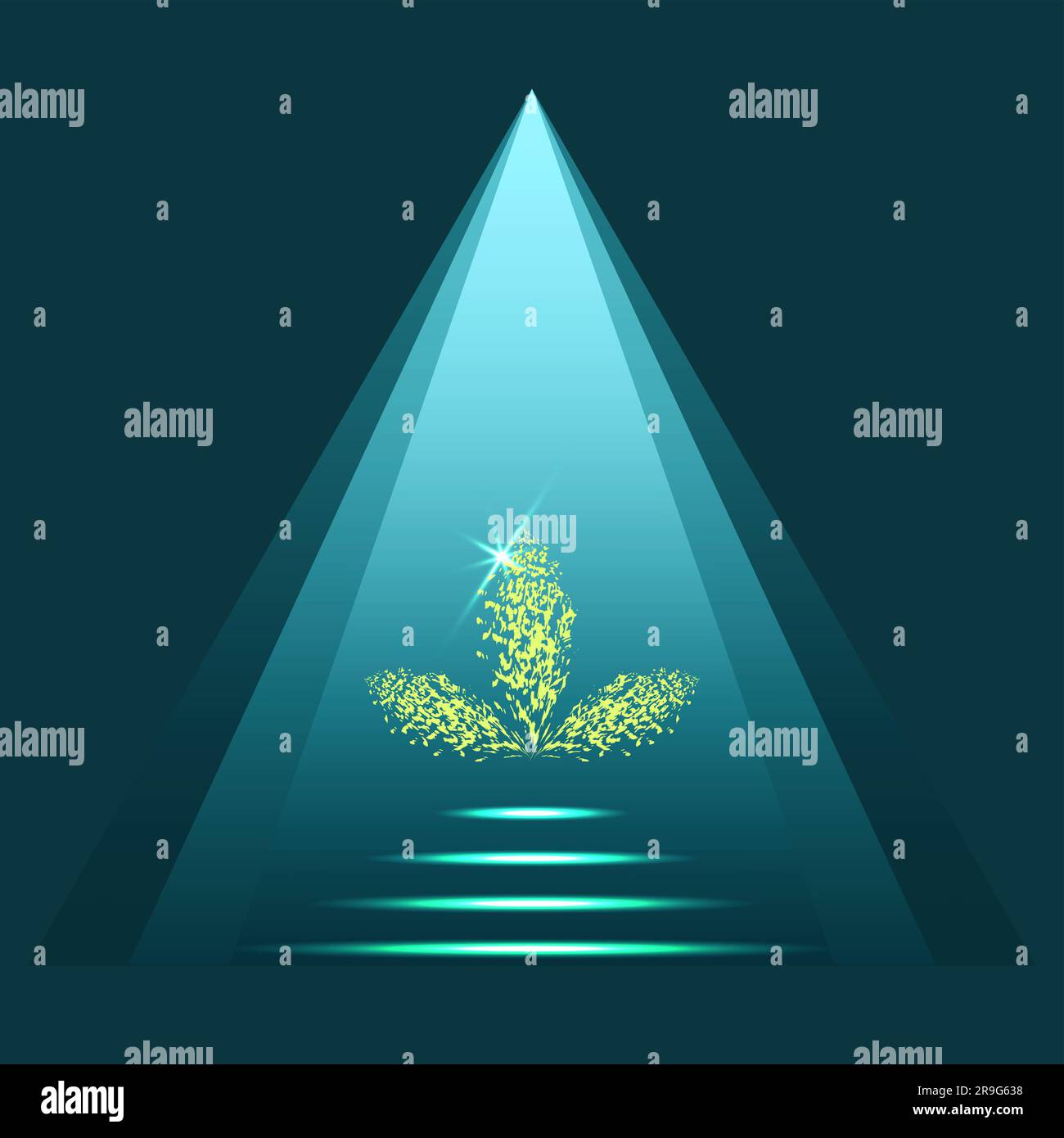 Pyramide podium Golden Leaves illustration vectorielle. isolé sur fond vert foncé Illustration de Vecteur