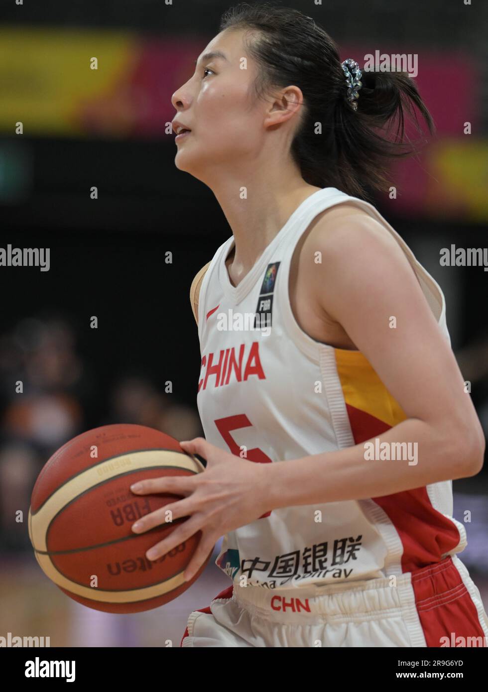 Sydney, Australie. 26th juin 2023. L'équipe de basket-ball Wang Siyu de China Women a vu en action lors de la FIBA Women's Asia Cup Division 2023 Un match entre la Chine et le Liban au Quay Center. Note finale; Chine 89:44 Liban. Crédit : SOPA Images Limited/Alamy Live News Banque D'Images