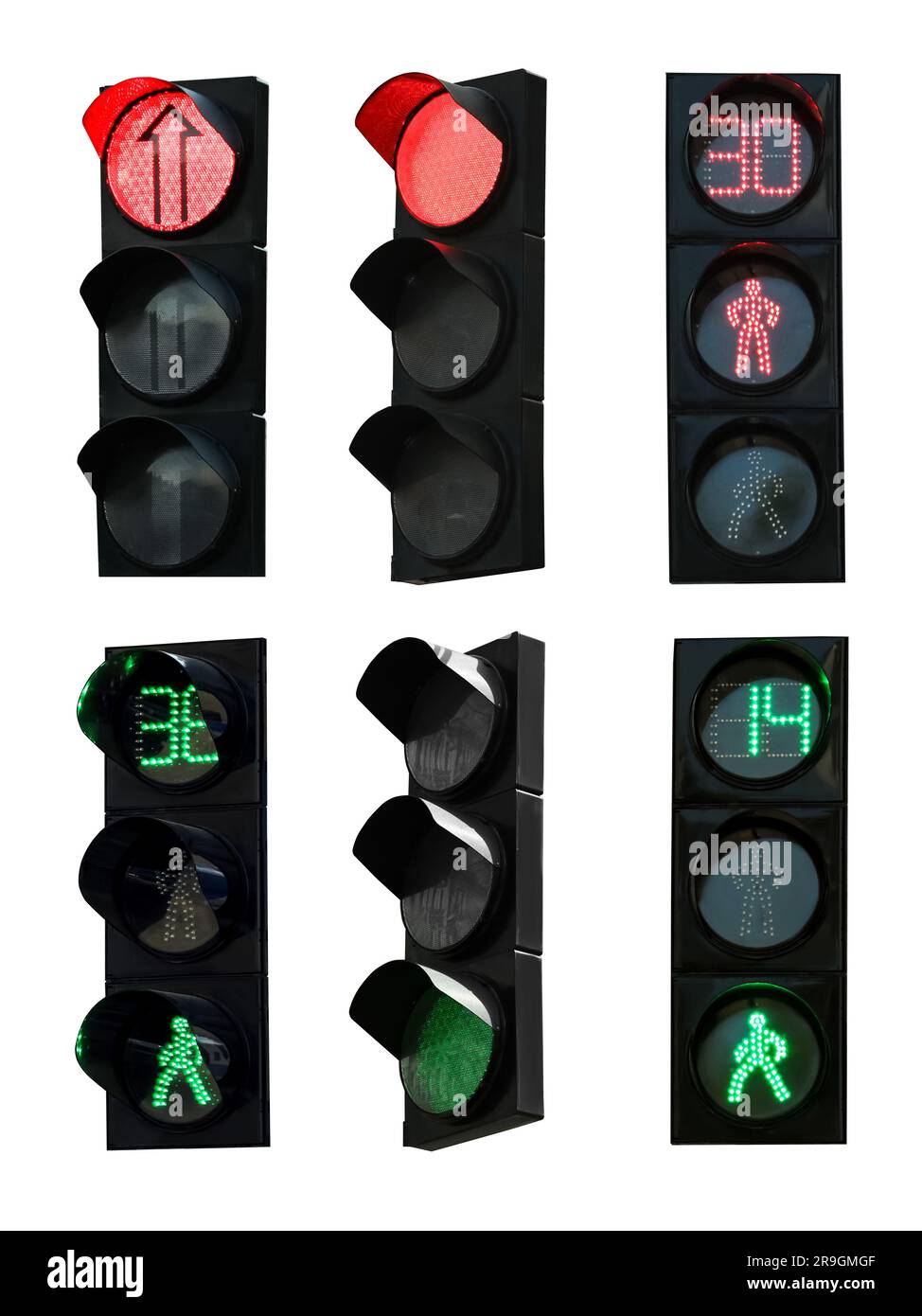 Différents signaux de circulation sur fond blanc, conception de collage Banque D'Images
