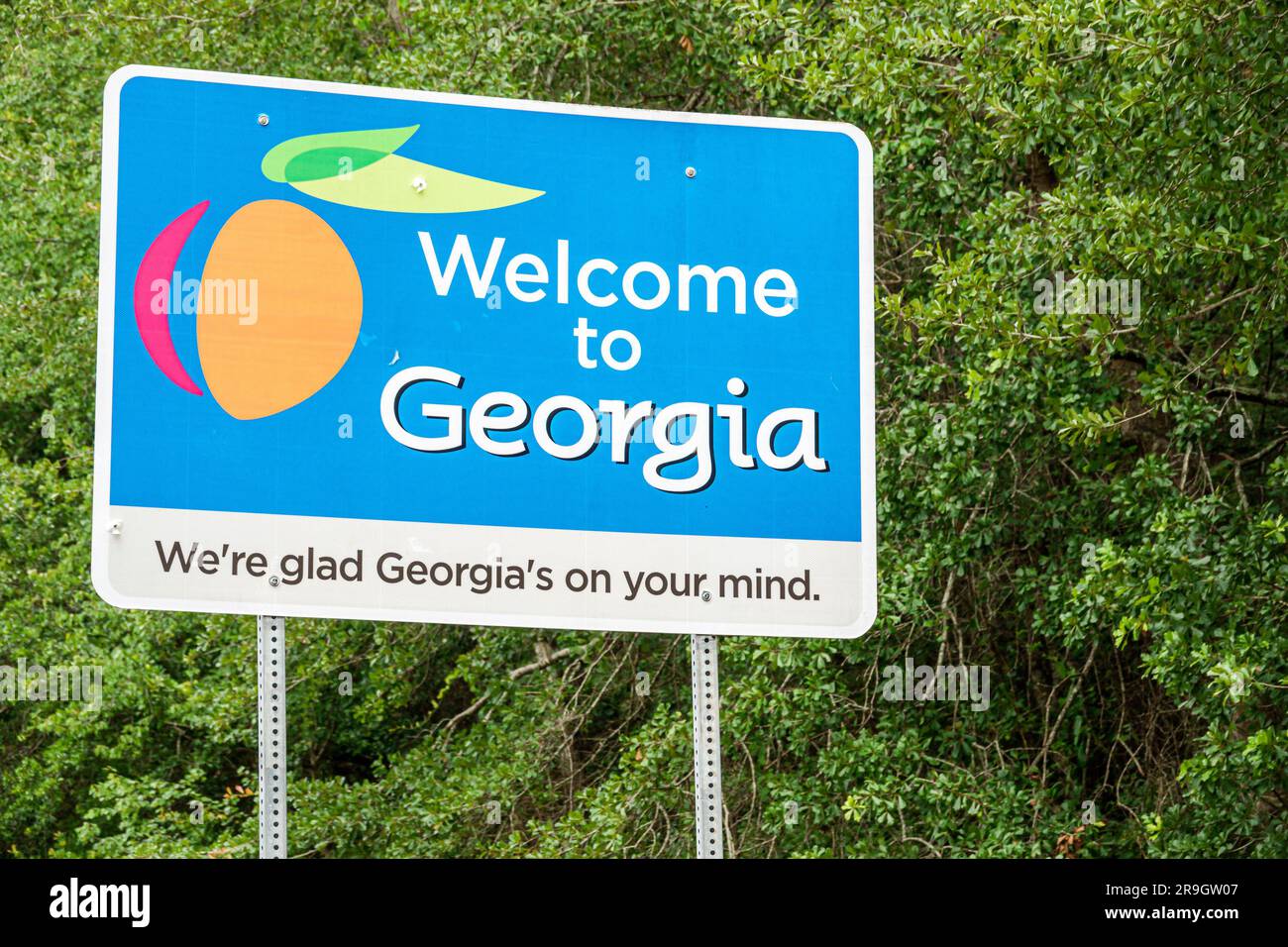 St. George Georgia, panneau de bienvenue sur le bord de la route Banque D'Images