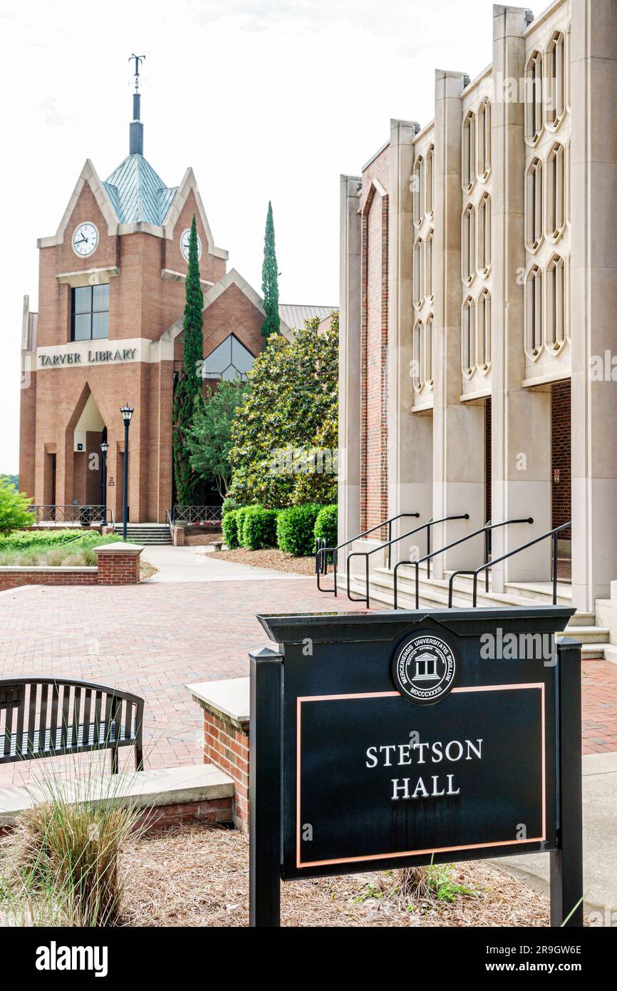 Macon Georgia,Université Mercer campus recherche privée,Stetson Hall formation en sciences d'affaires,Tarver Library Banque D'Images