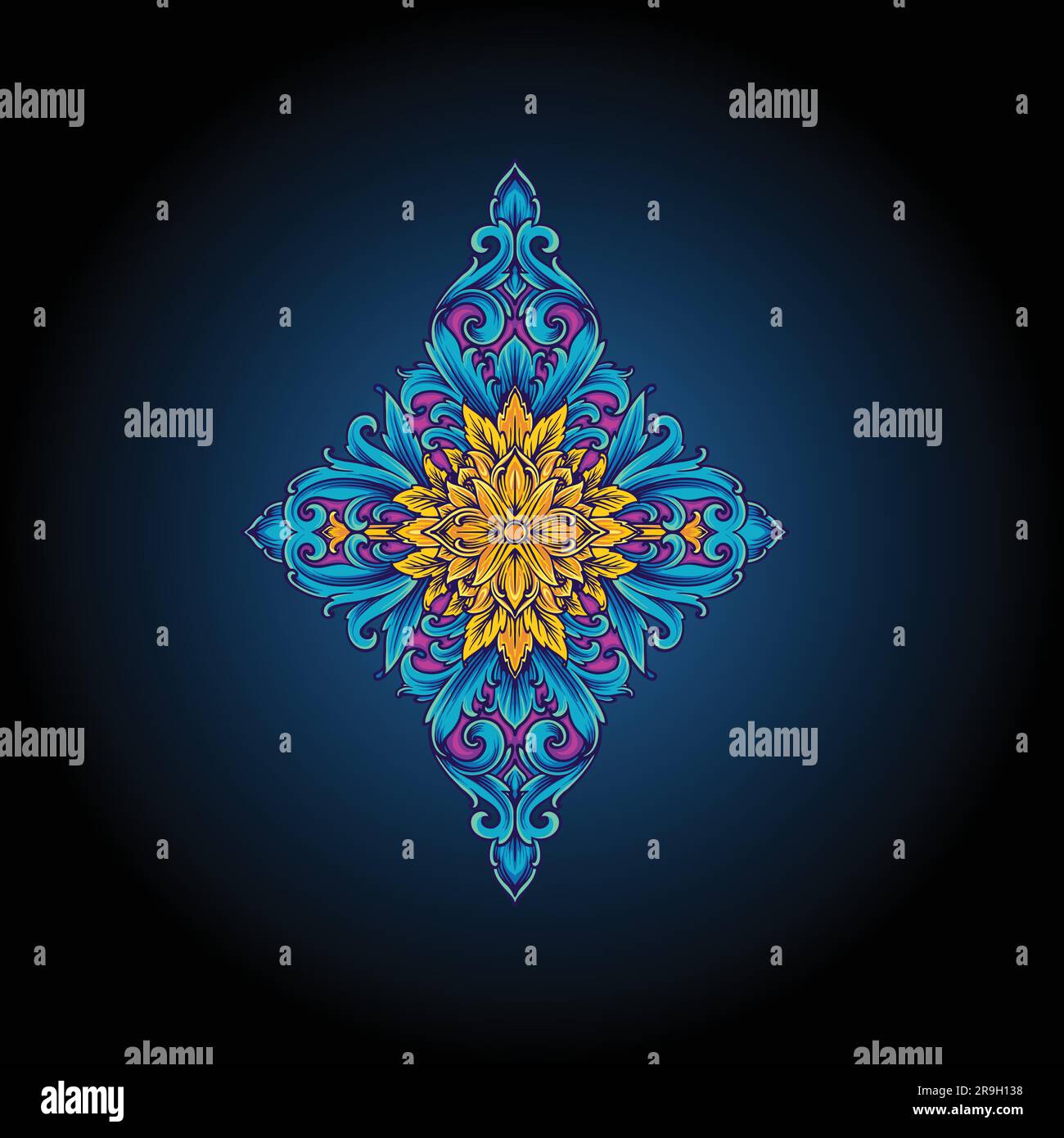 Ornement de pétales de gravure classique illustrations finement ouvrachées illustrations vectorielles pour votre logo, t-shirt de marchandise, autocollants et étiquette. Illustration de Vecteur