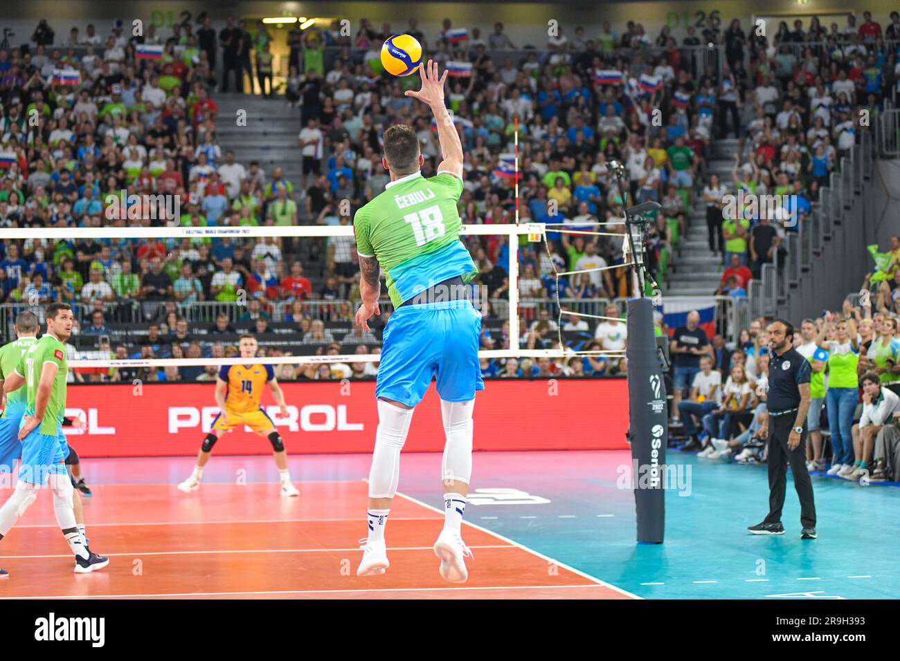 Klemen Cebulj (Slovénie). Championnat du monde de volley 2022. Quarts de finale Banque D'Images