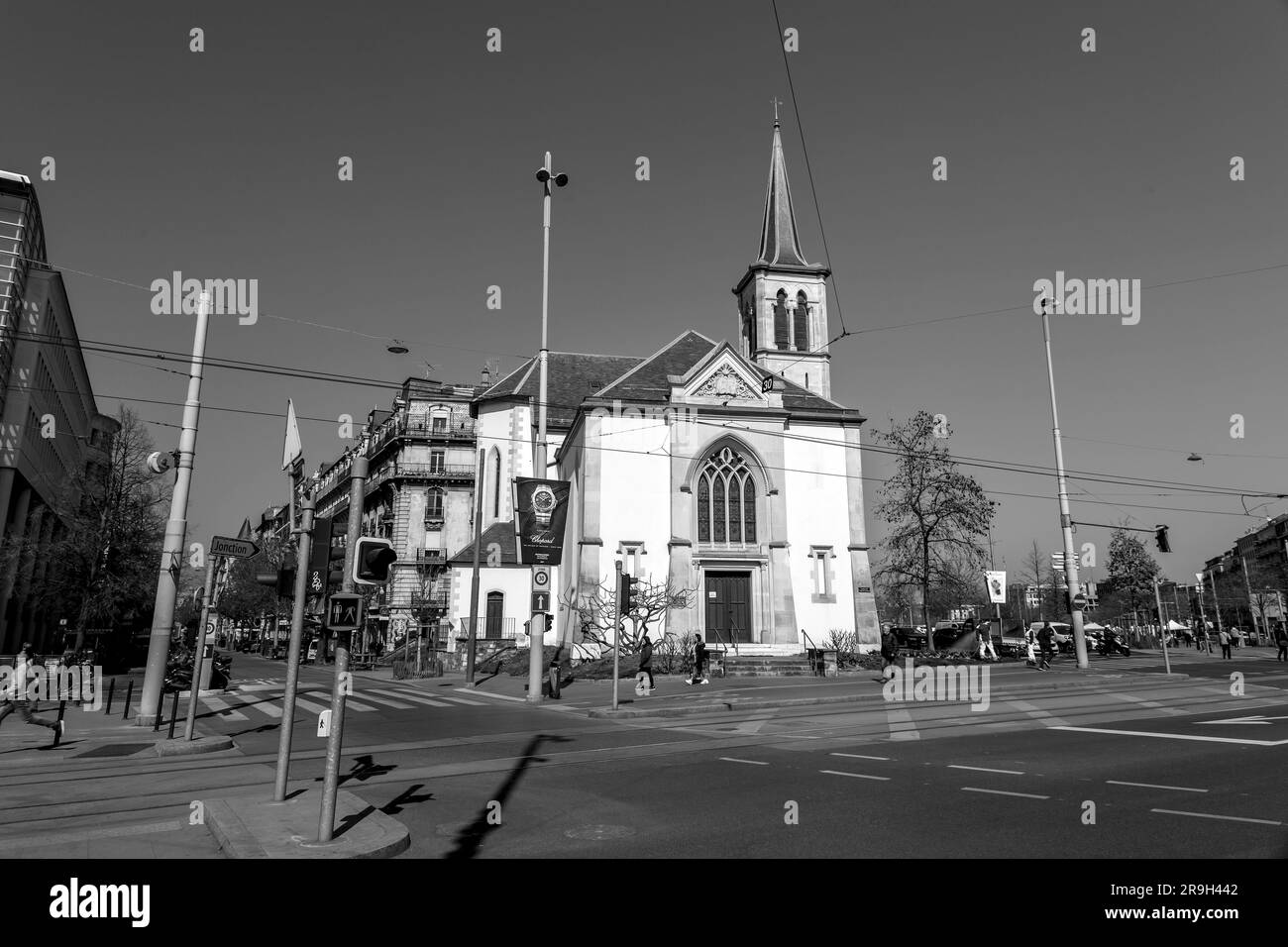 Genève, Suisse - 25 MARS 2022 : extérieur du temple Plainpalais situé sur l'avenue du Mail, Genève, Suisse. Banque D'Images