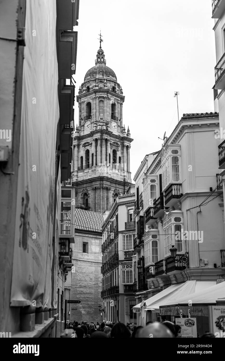 Malaga, Espagne - 27 FÉVRIER 2022 : la cathédrale de Malaga est une église catholique romaine à Malaga, Andalousie, sud de l'Espagne. Architecture de style Renaissance Banque D'Images Malaga, Espagne - 27 FÉVRIER 2022 : la cathédrale de Malaga est une église catholique romaine à Malaga, Andalousie, sud de l'Espagne. Architecture de style Renaissance Banque D'Images
