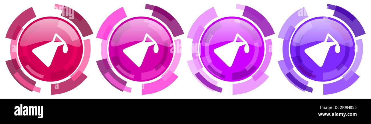 Collection d'icônes colorées de chimie, ensemble d'icônes brillantes rondes isolées sur des boutons Web de conception moderne et blanche Banque D'Images