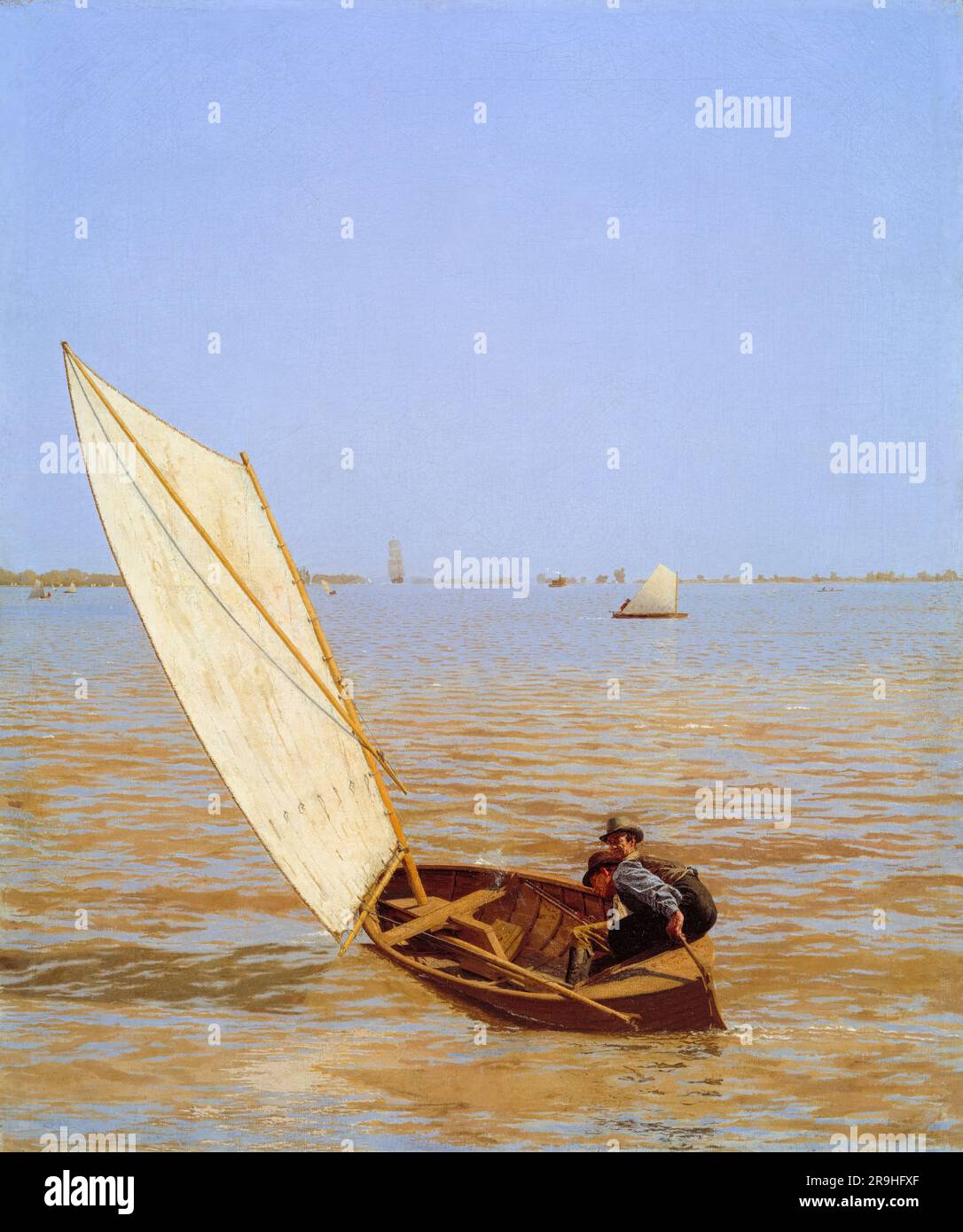 Thomas Eakins, en commençant après Rail, peinture à l'huile sur toile montée sur masonite, 1874 Banque D'Images