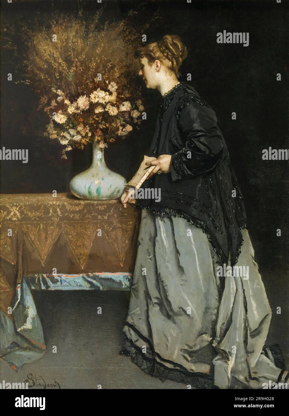 Tableau Alfred Stevens, fleurs d'automne, huile sur toile, 1867 Banque D'Images