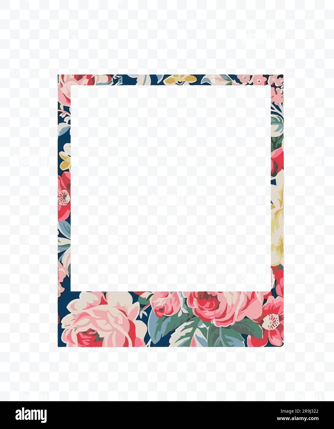 Cadre vide avec motif rose rouge. Cadre floral rose Illustration de Vecteur