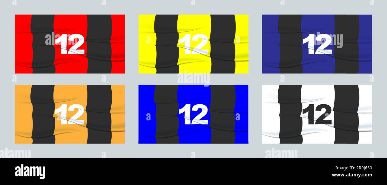 Placez le numéro du footballeur sur un maillot de football. 12 impression numérotée. Maillot de sport. Sports, olympiade, euro 2024, coupe d'or, championnat du monde. Illustration de Vecteur