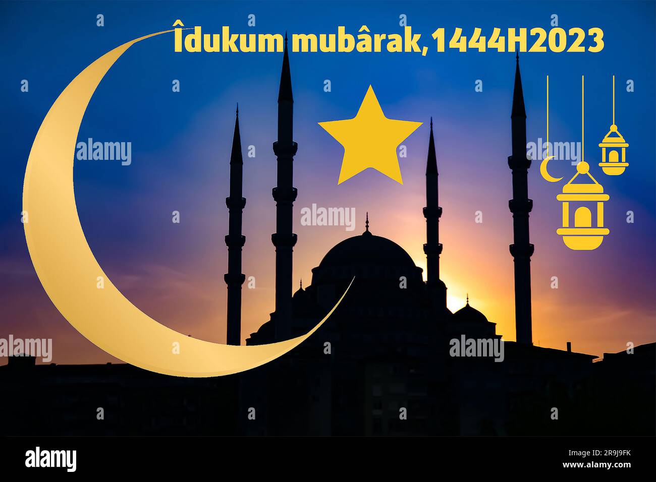 Je voulais célébrer l'Eid-al-Adha des musulmans avec une telle carte. Banque D'Images