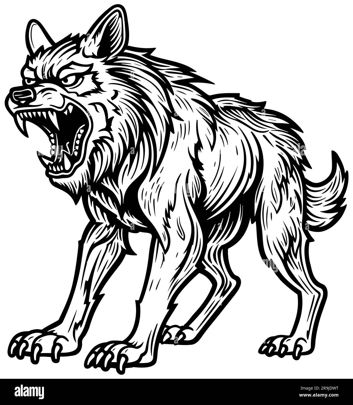 Noir loup sur blanc Illustration de Vecteur