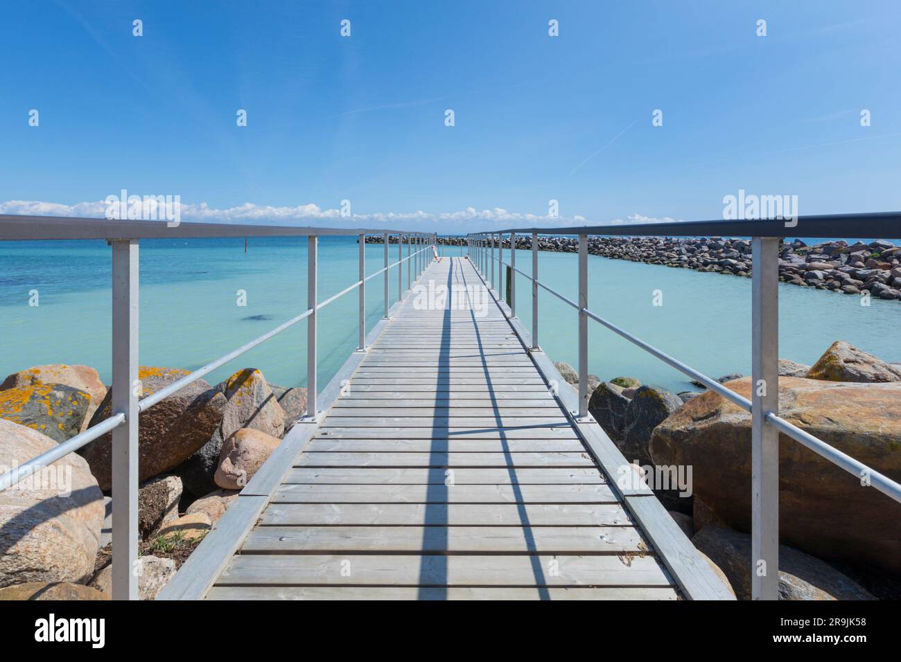 Quai de baignade au port de Fynshav sur la côte est de l'île de la mer Baltique ALS, Danemark Banque D'Images