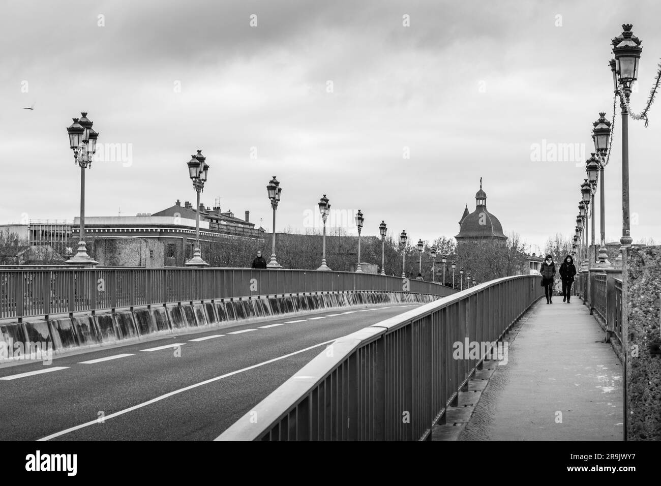 Vue sur le pont de la Garonne et les bâtiments historiques de Toulouse, Banque D'Images