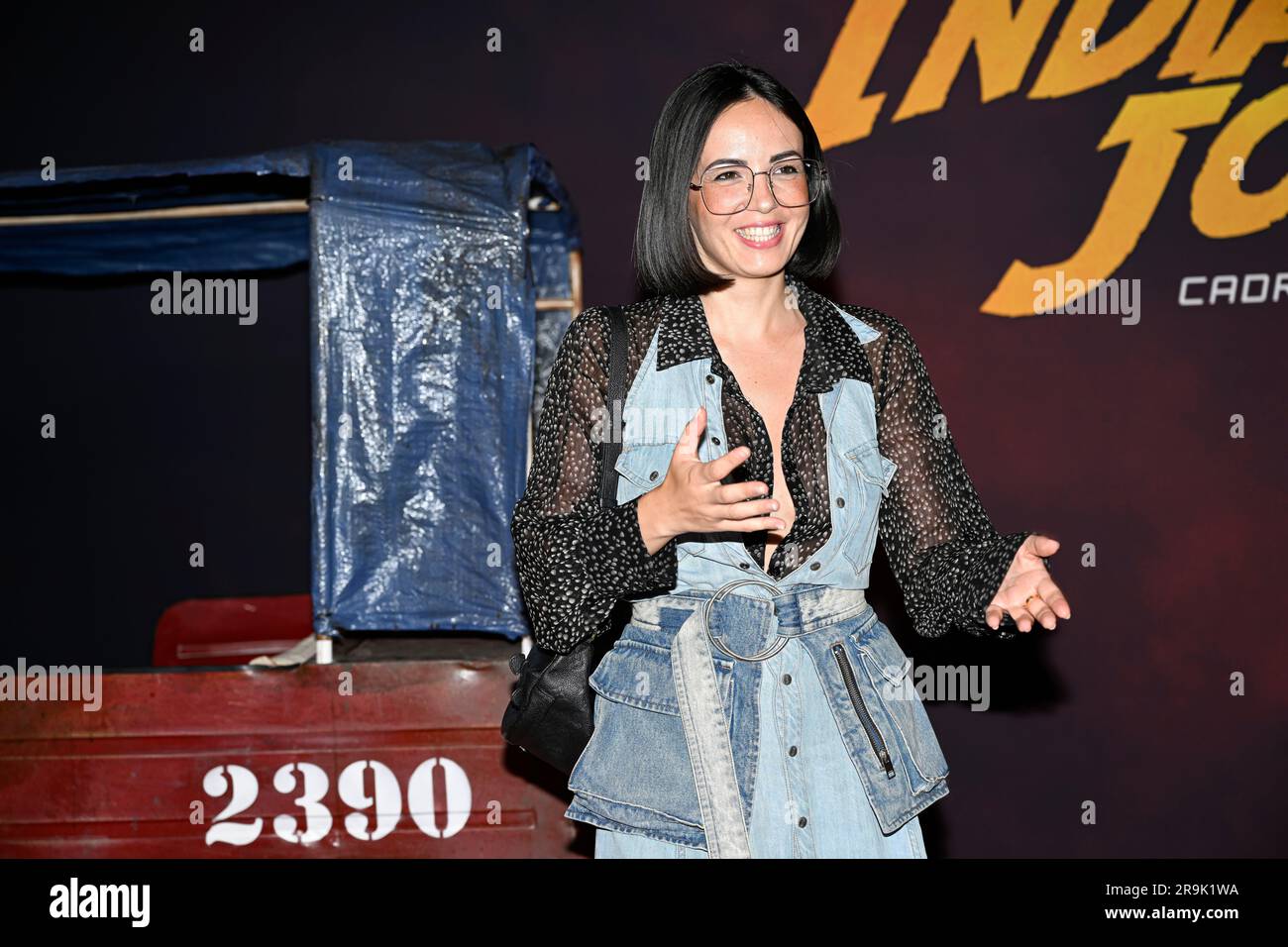 Agathe Auproux assiste à la première « Indiana Jones et le cadran du destin » au Grand Rex sur 26 juin 2023 à Paris, France. Banque D'Images