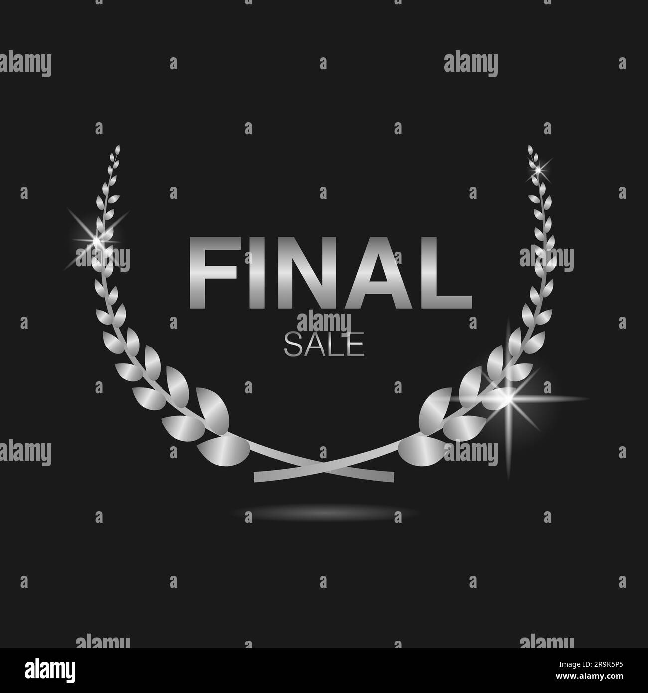 Lot d'étiquettes couronne Laurier argent solde final Illustration de Vecteur