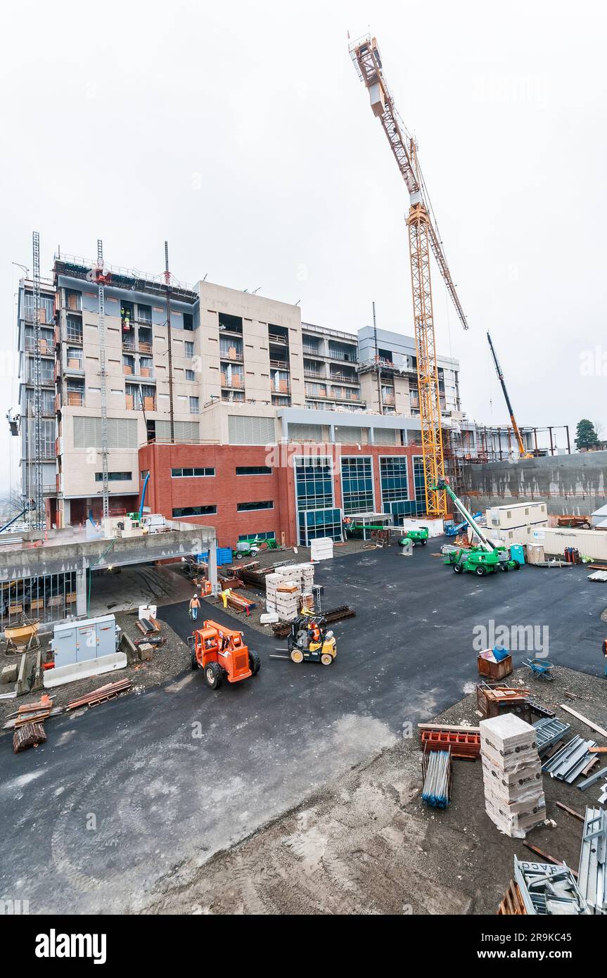 Construction d'un bâtiment de type hôpital. Banque D'Images