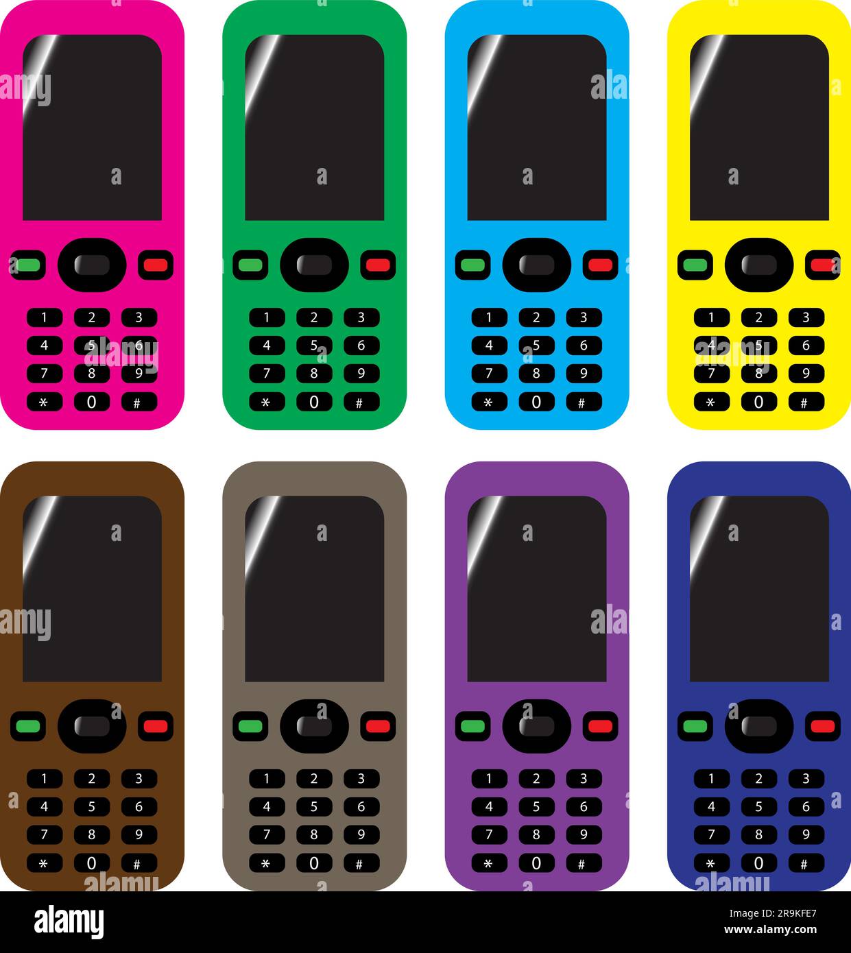 Téléphone mobile coloré icône cellulaire fond transparent EPS Vector art Pack Illustration de Vecteur