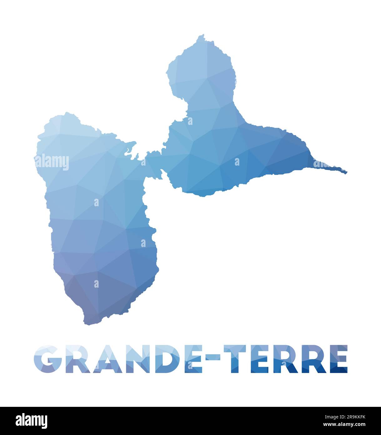 Carte poly basse de Grande-Terre. Illustration géométrique de l'île. Carte polygonale Grande-Terre. Illustration vectorielle. Illustration de Vecteur