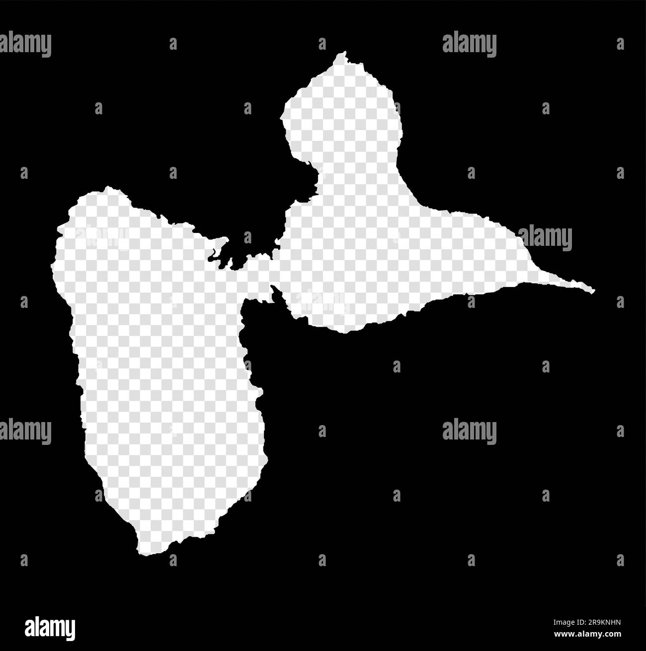 Carte de l'île de Basse-Terre. Carte transparente simple et minimale de l'île de Basse-Terre. Rectangle noir avec forme de coupe de la zone. Vecteur moderne Illustration de Vecteur
