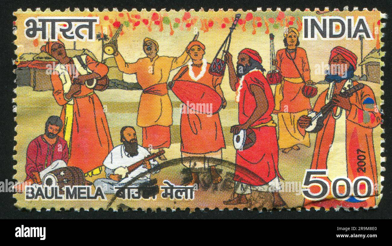 INDE - VERS 2007: Timbre imprimé par l'Inde, montre groupe Baul Mela, vers 2007 Banque D'Images