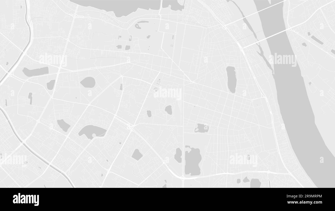 Fond de la carte de Hanoï, Vietnam, affiche blanche et grise de la ville. Carte vectorielle avec routes et eau. Format écran large, feuille de route de la conception numérique à plat. Illustration de Vecteur