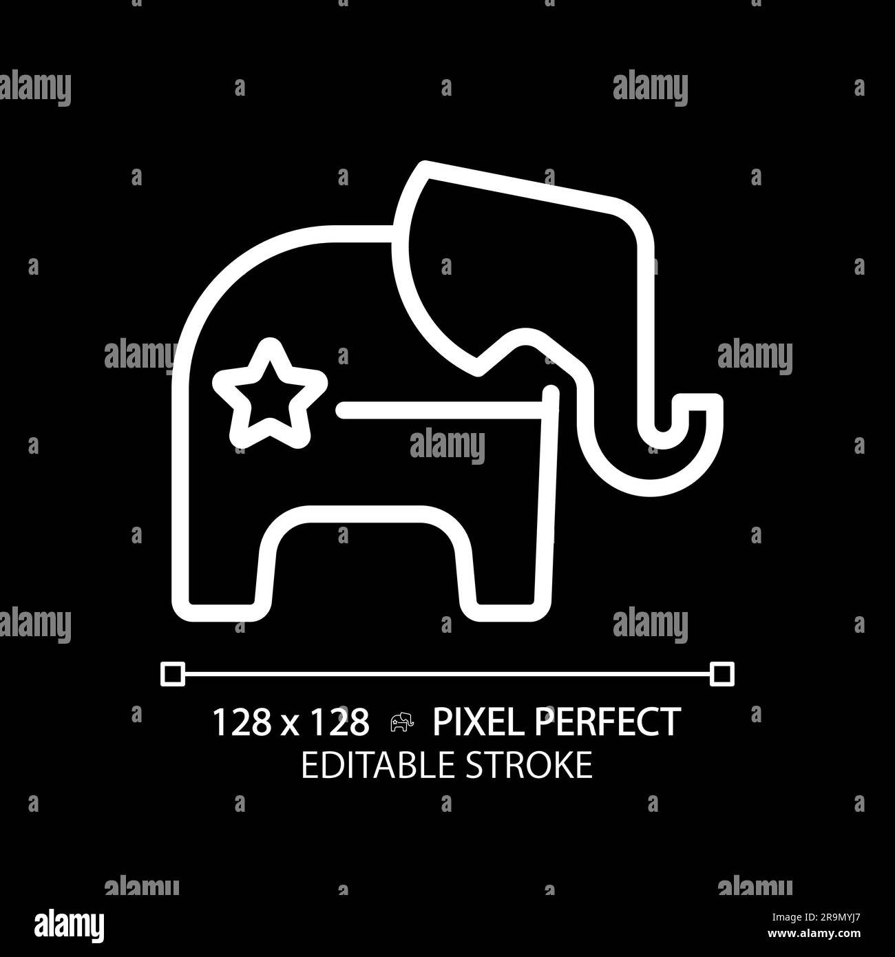 Pixel modifiable ligne blanche parfaite icône Parti républicain Illustration de Vecteur