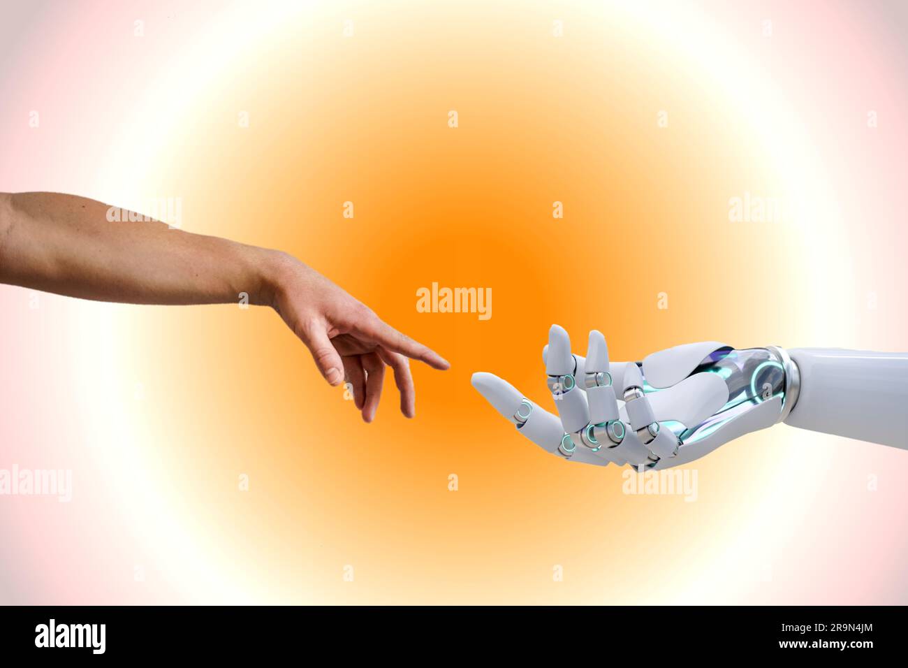 Télécharger le papier peint de la main robotique et humaine, ai, papier peint de l'intelligence artificielle Banque D'Images