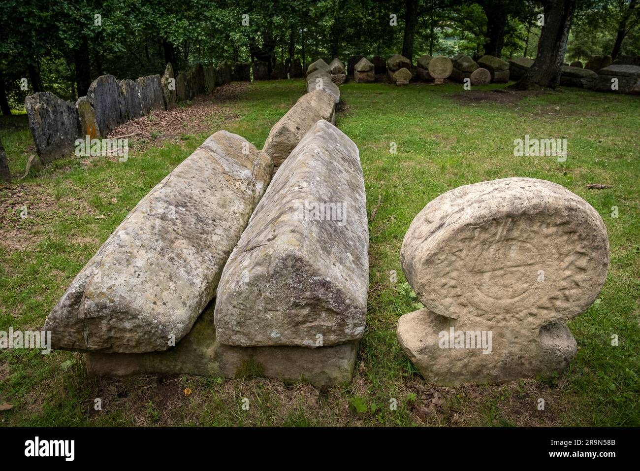 Necrópolis de San Adrián de Argiñeta, Ermita de San Adrián, Elorrio, Vizcaya, País Vasco, España Banque D'Images