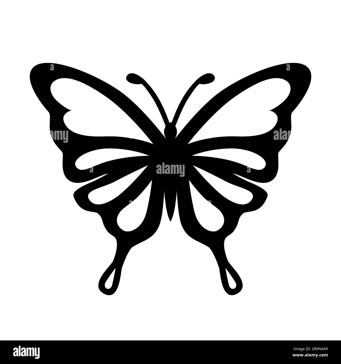 Illustration vectorielle abstraite d'un papillon isolé sur fond blanc. Silhouette Illustration de Vecteur
