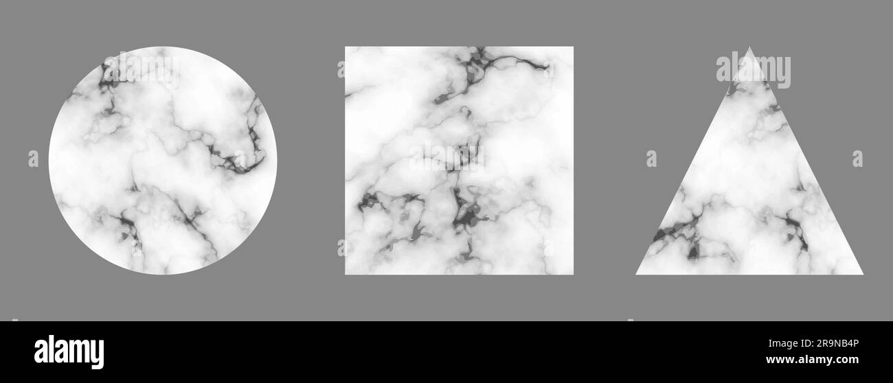 Scénario défini avec arrière-plans de couverture en surbrillance. Ensemble de modèles en pierre de marbre pour icônes, texte ou design personnel, triangle, cercle et geom carré Illustration de Vecteur