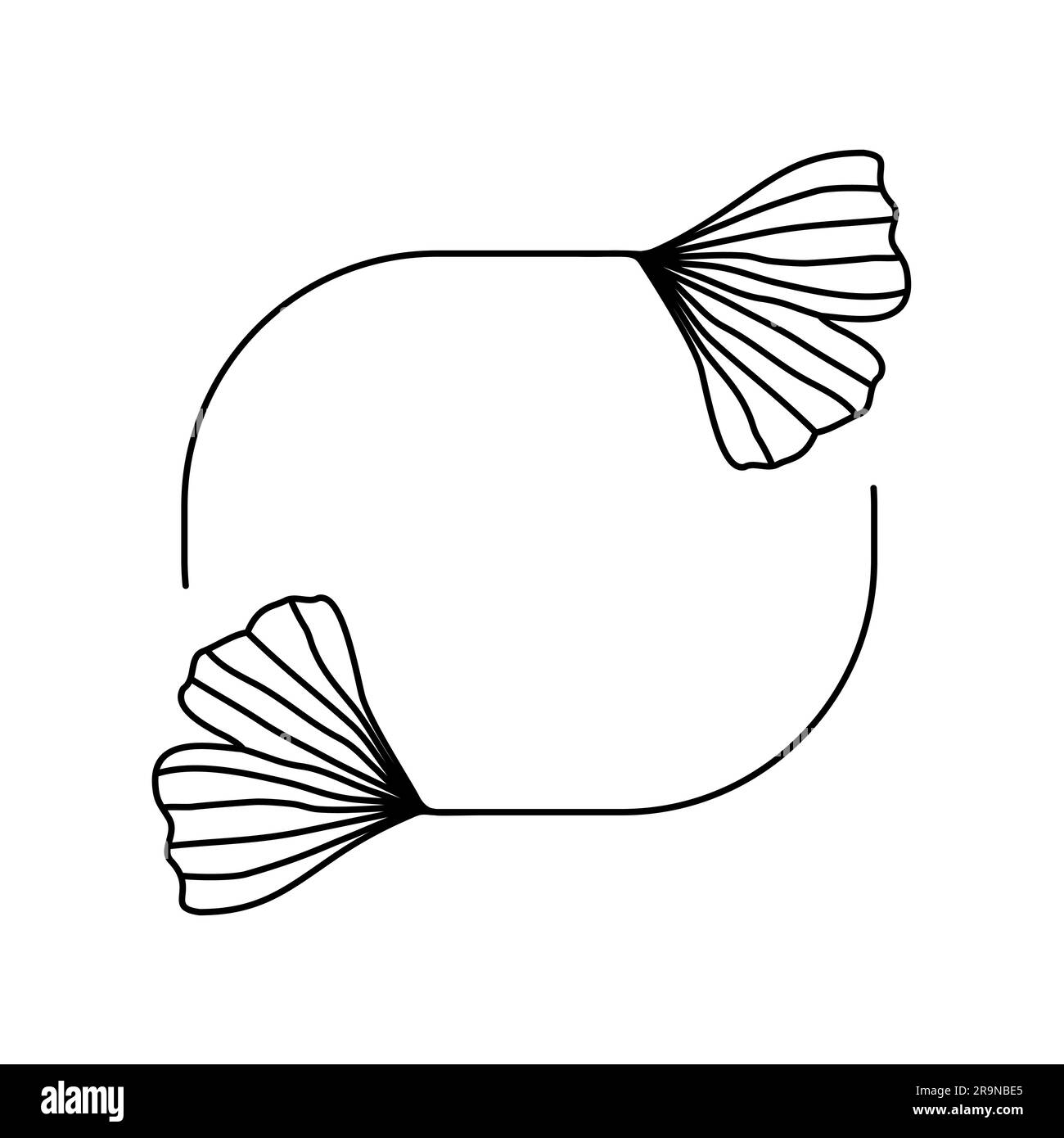 Cadre noir vectoriel avec feuilles de Ginkgo Biloba dans un style linéaire tendance isolé sur fond blanc. Modèle d'emblème, d'insigne, d'icône ou de logo pour cosmétiques, Illustration de Vecteur