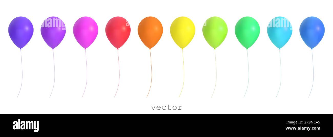 3D ballons d'air vectoriels. Ensemble de bulles de différentes couleurs. Objets décoratifs de fête. Éléments de célébration, de design d'anniversaire. Vecteur lumineux coloré Illustration de Vecteur