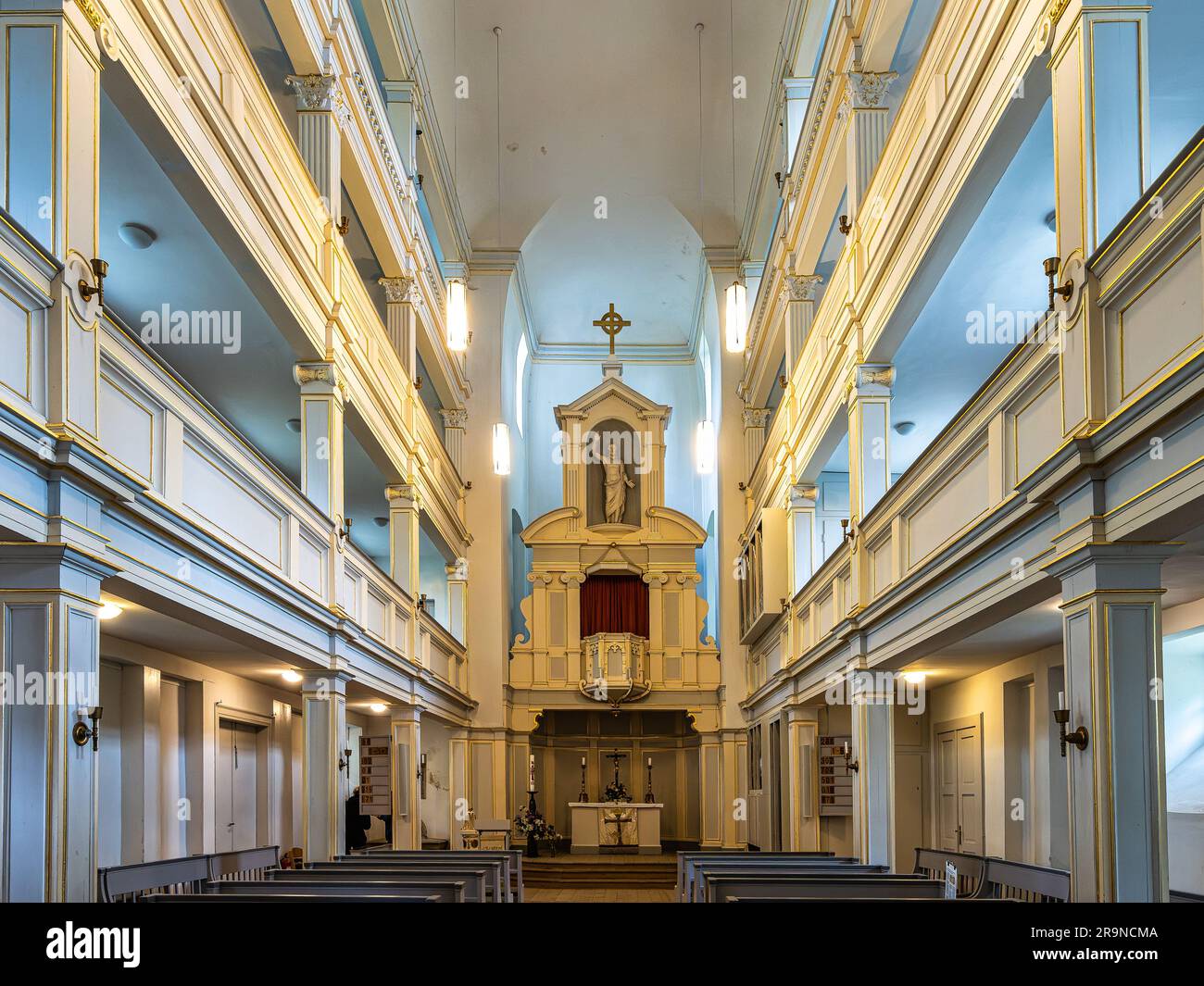 Intérieur de St. Eglise James, Jakobskirche à Weimar, Allemagne. La première église a été construite en 1168. L'église actuelle a été construite en 1713. L'organe était Banque D'Images