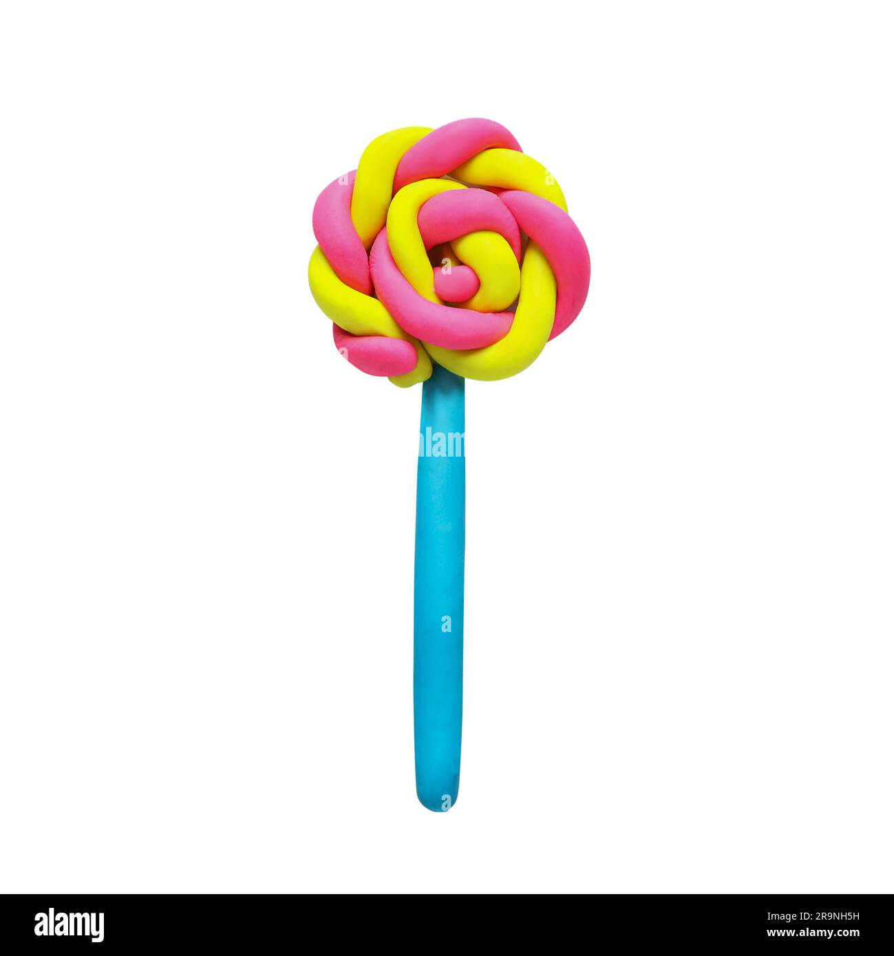 Lollipop coloré fait de plaline isolé sur blanc, vue de dessus Banque D'Images