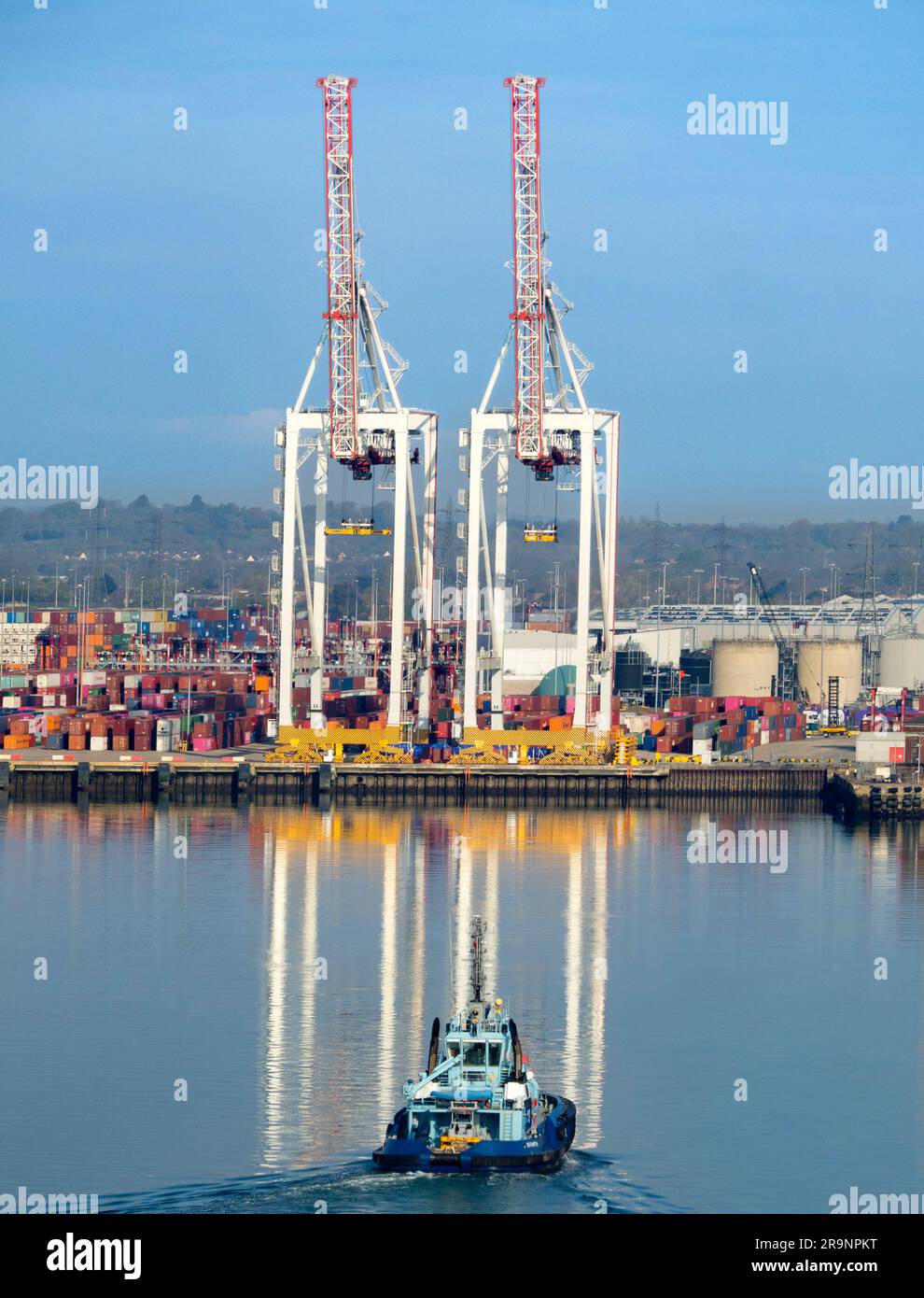 Idéalement situé sur la côte sud de l'Angleterre, près du canal, et avec d'excellentes liaisons de transport vers Londres et au-delà, Southampton a un contai très busty Banque D'Images