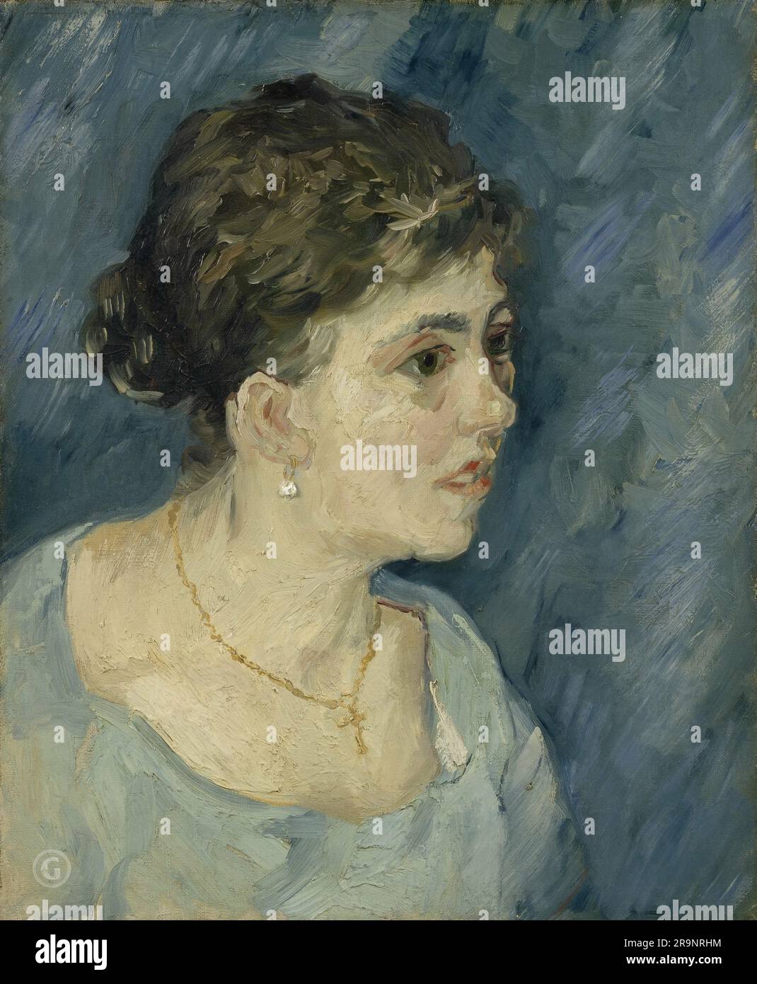 Vincent van Gogh – Portrait de la femme en bleu 1885. Banque D'Images