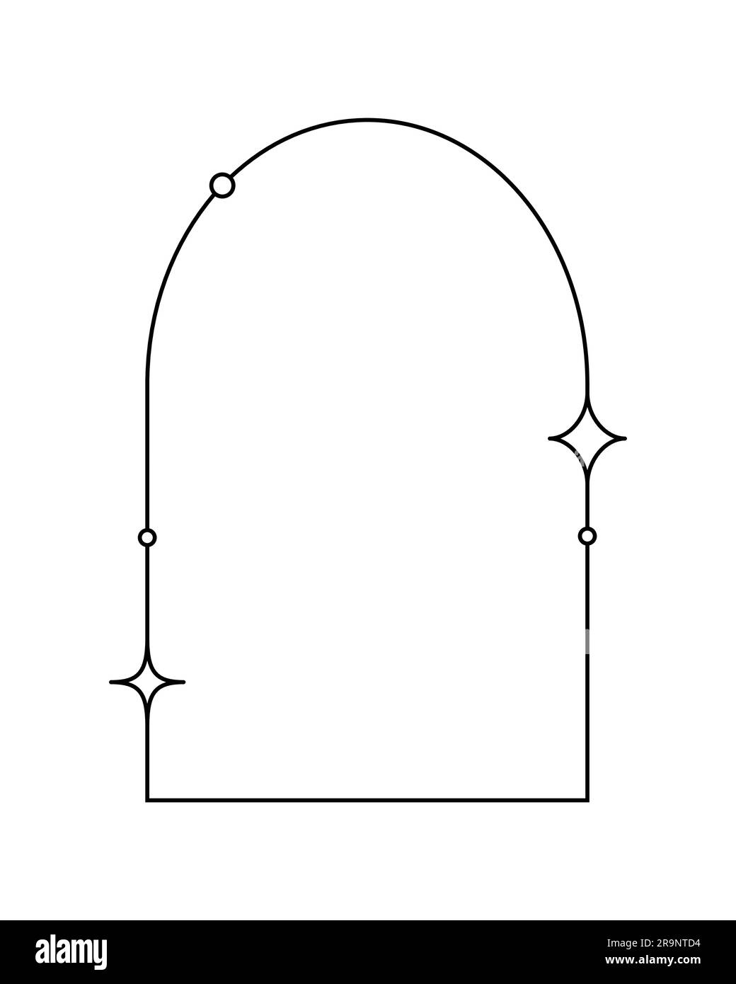 Cadre esthétique minimaliste linéaire vectoriel avec étoiles de style boho. Élément Arch pour les médias sociaux, la décoration, le modèle de conception de logo Illustration de Vecteur