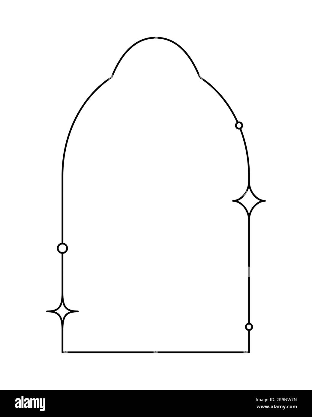 Cadre esthétique minimaliste linéaire vectoriel avec étoiles de style boho. Élément Arch pour les médias sociaux, la décoration, le modèle de conception de logo Illustration de Vecteur