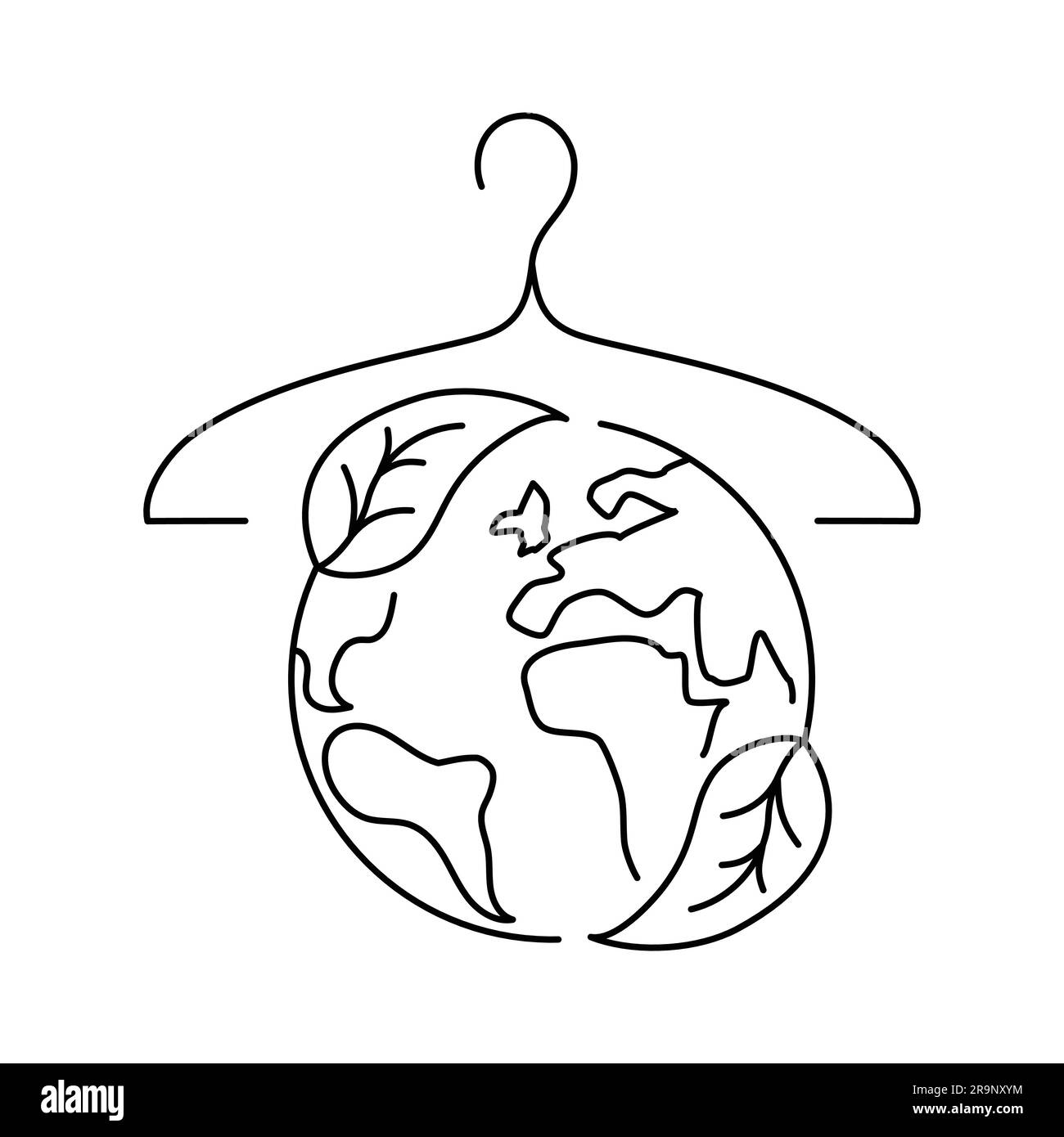 Vector Linear Icon - badge de mode durable, emblème testé écologique en ligne simple isolée sur fond blanc. Concept ou logo pour la mode lente. Illustration de Vecteur