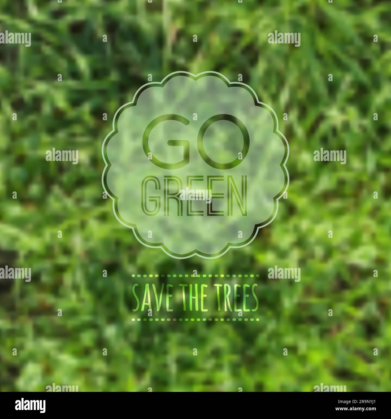 Illustration vectorielle écologique floue avec herbe et étiquette « Go green » Illustration de Vecteur