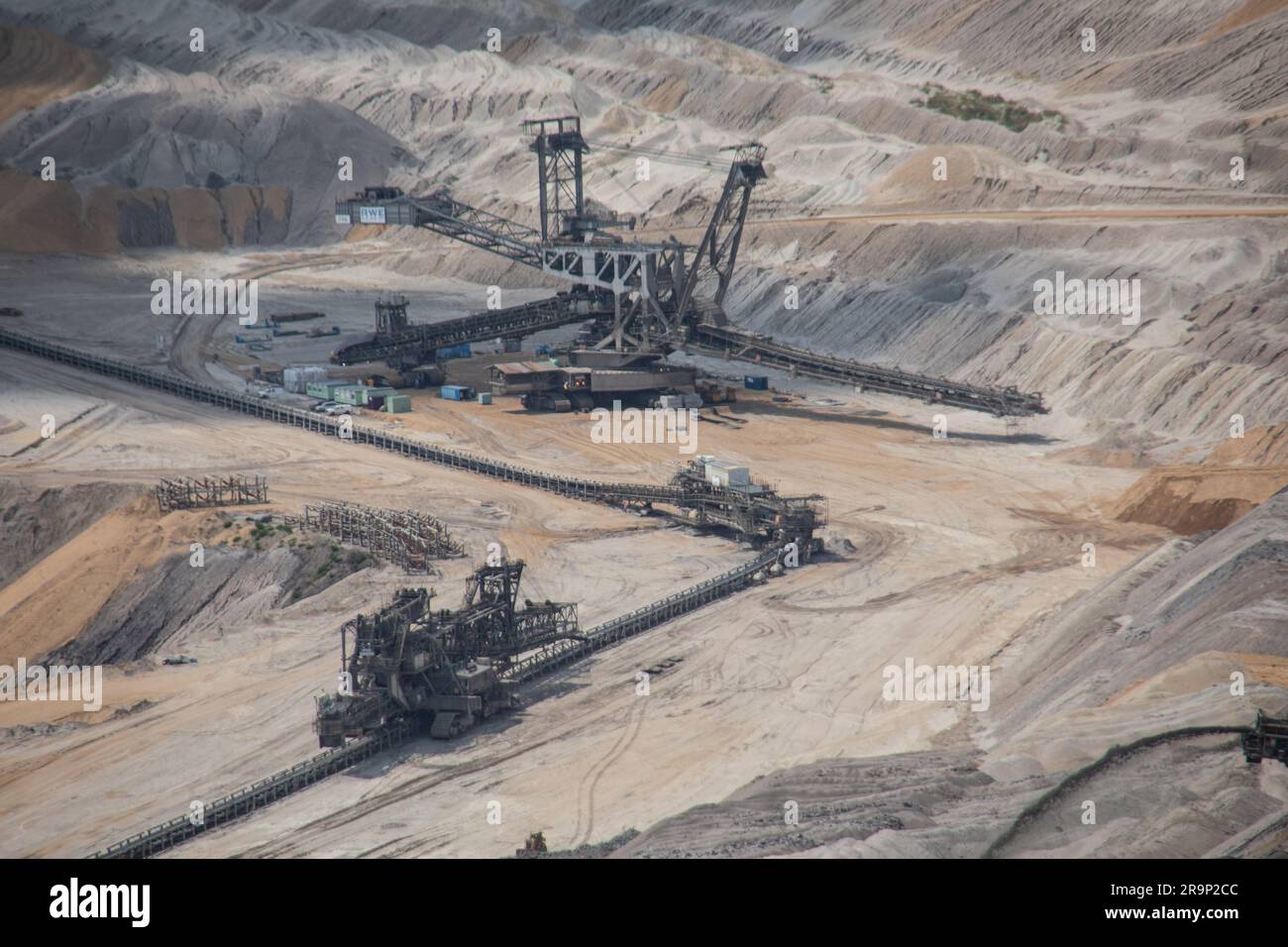 Extraction de lignite dans des mines à ciel ouvert de la forêt de Hambach, en Allemagne Banque D'Images