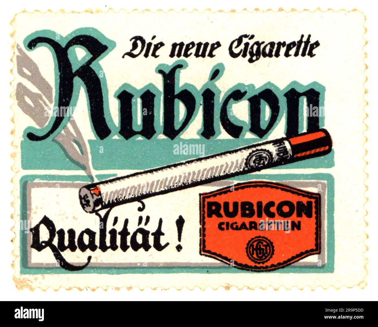 Publicité, tabac, cigarettes Rubicon, timbre-affiche, vers 1910, INFO-AUTORISATION-DROITS-SUPPLÉMENTAIRES-NON-DISPONIBLE Banque D'Images