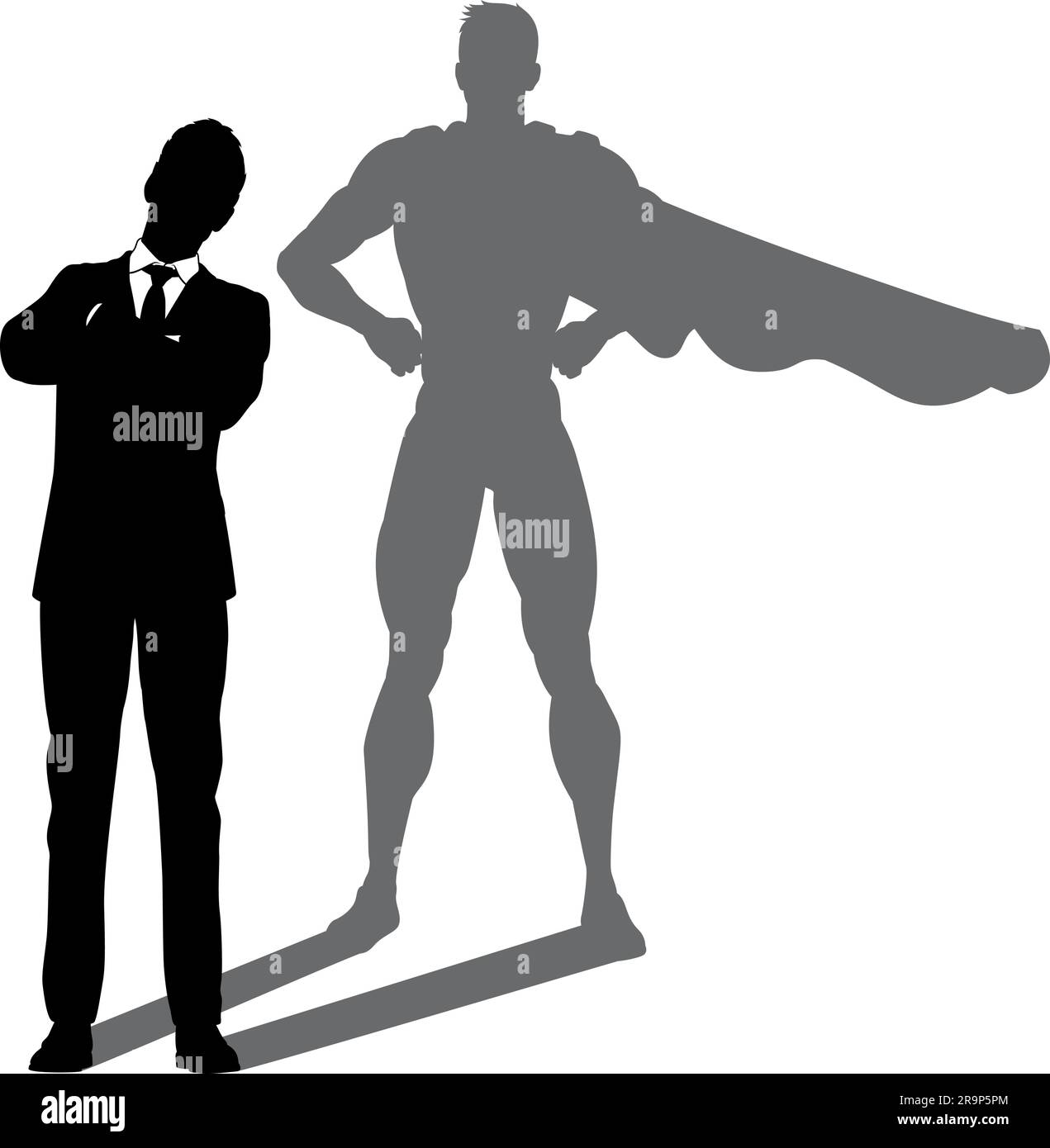 Super héros Business Man avec Super Hero Shadow Illustration de Vecteur