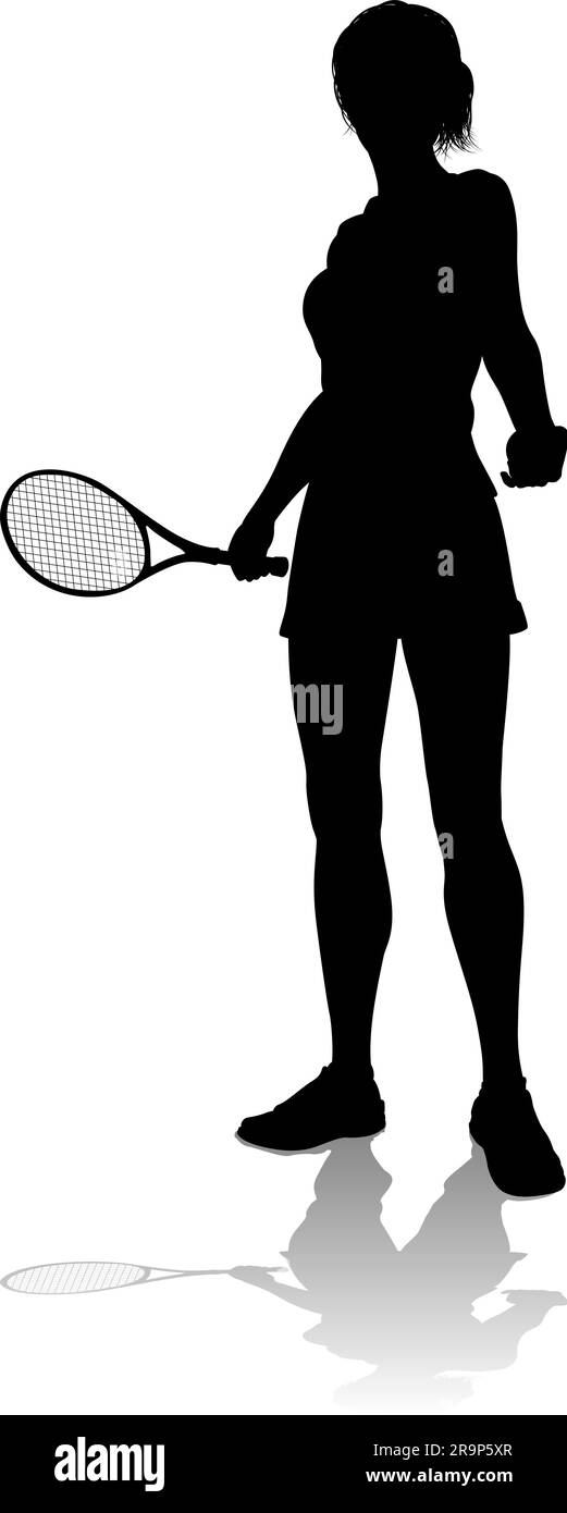 Tennis Silhouette Sport Player Femme Illustration de Vecteur