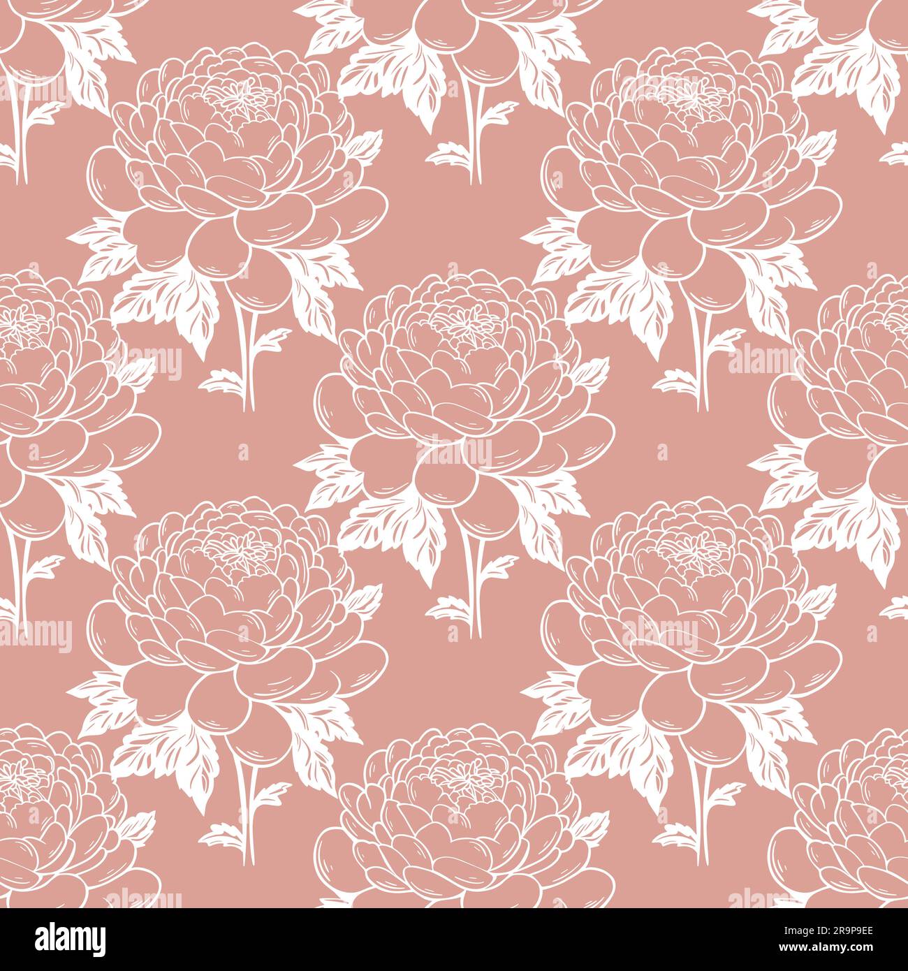 Motif péonies fleuries délicat sans coutures. Fond rose avec fleurs blanches. Magnifique imprimé fleuri pour les textiles, le papier peint, le design, le vecteur Illustration de Vecteur