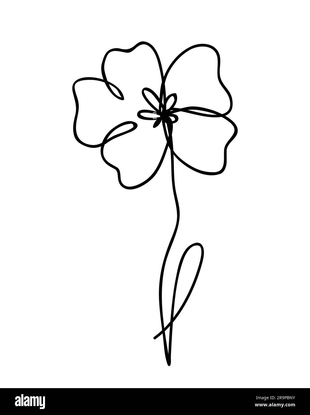 Illustration vectorielle d'un dessin d'une ligne abstrait fleur coquelicot. Design minimaliste moderne dessiné à la main pour un logo, une icône ou un emblème créatif Illustration de Vecteur