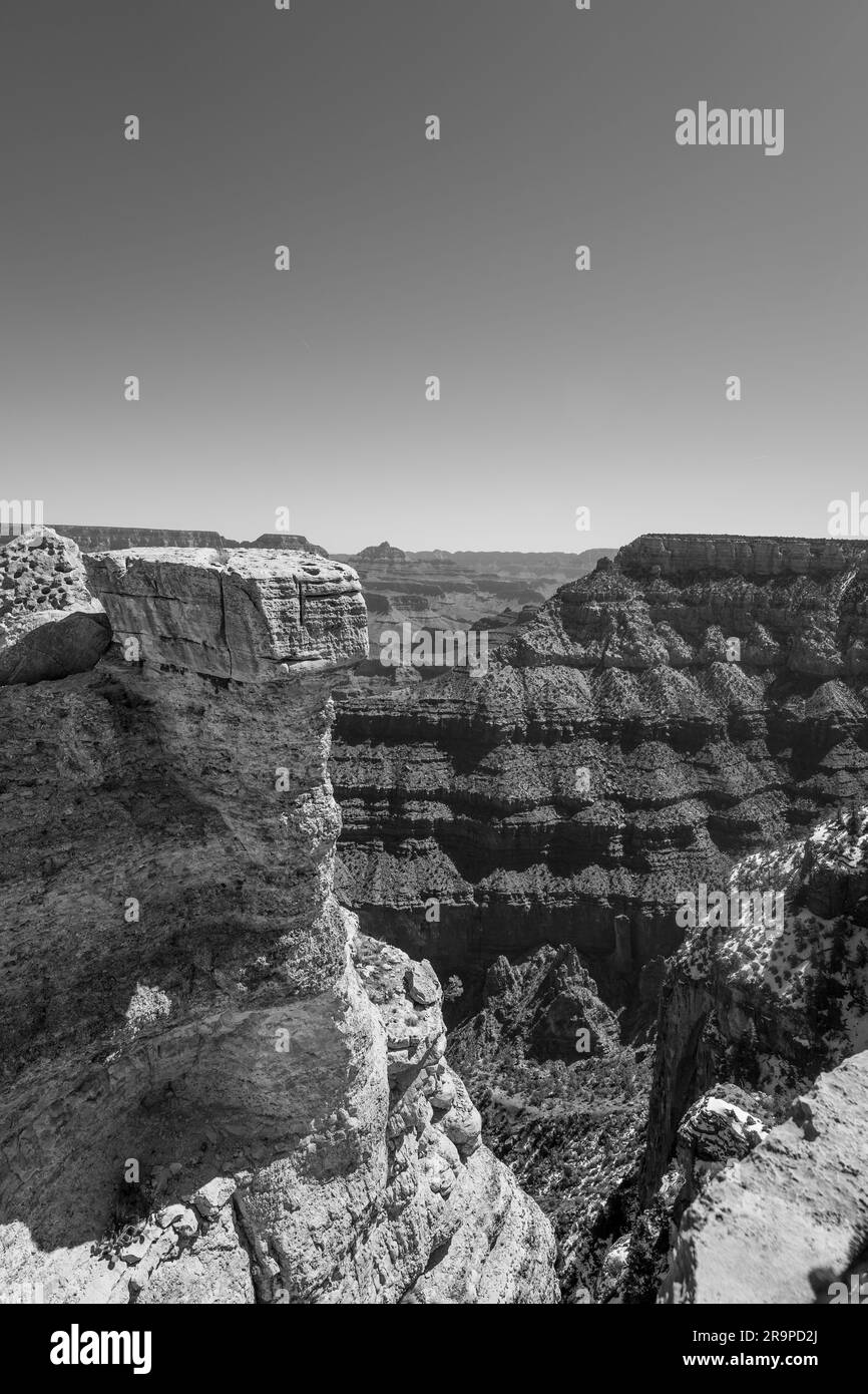 Parc national du Grand Canyon en noir et blanc Banque D'Images