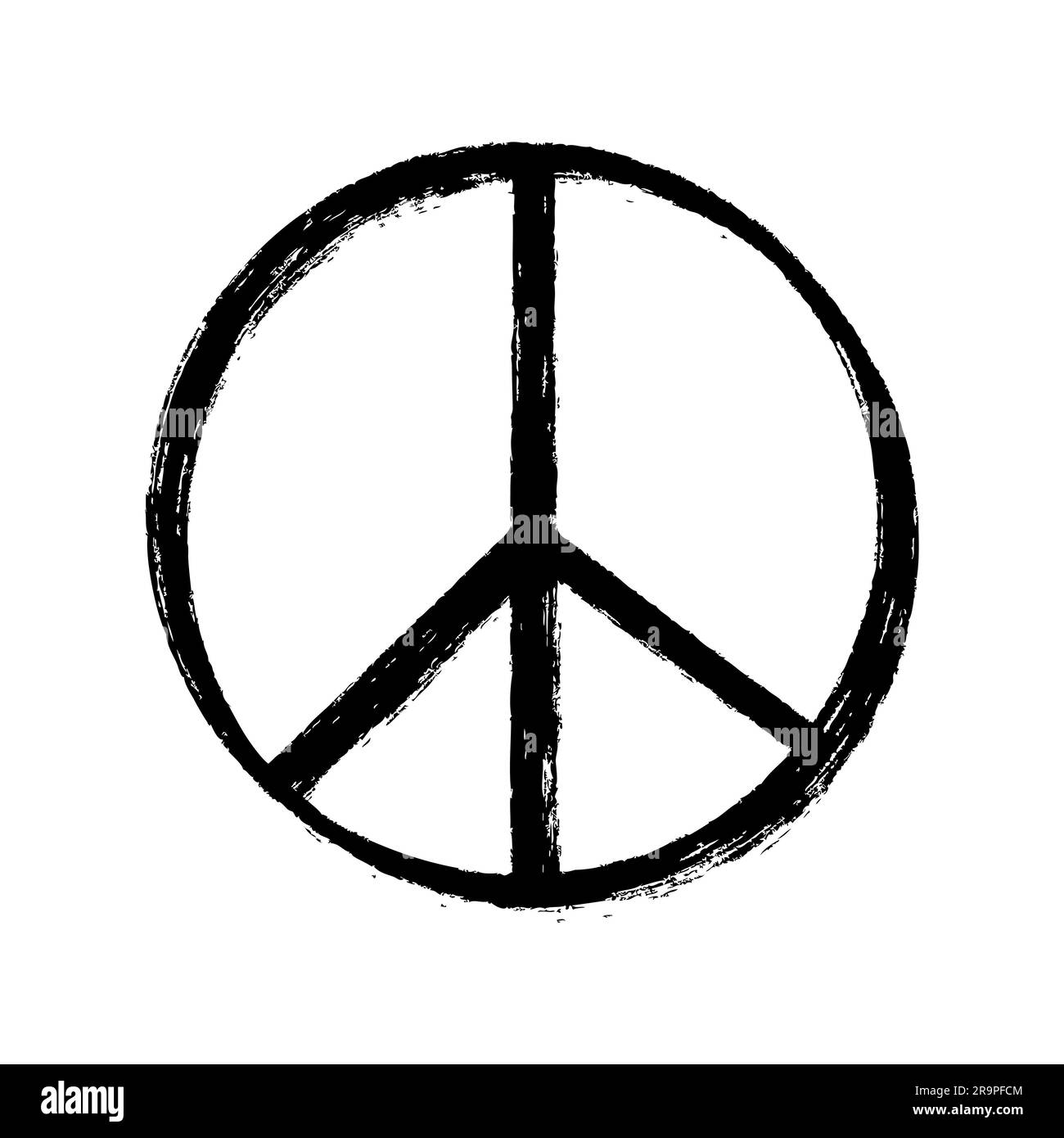 Illustration vectorielle du signe de paix Grunge noir isolée sur fond blanc. Concept d'arrêt de guerre. Symbole de paix. Illustration de Vecteur